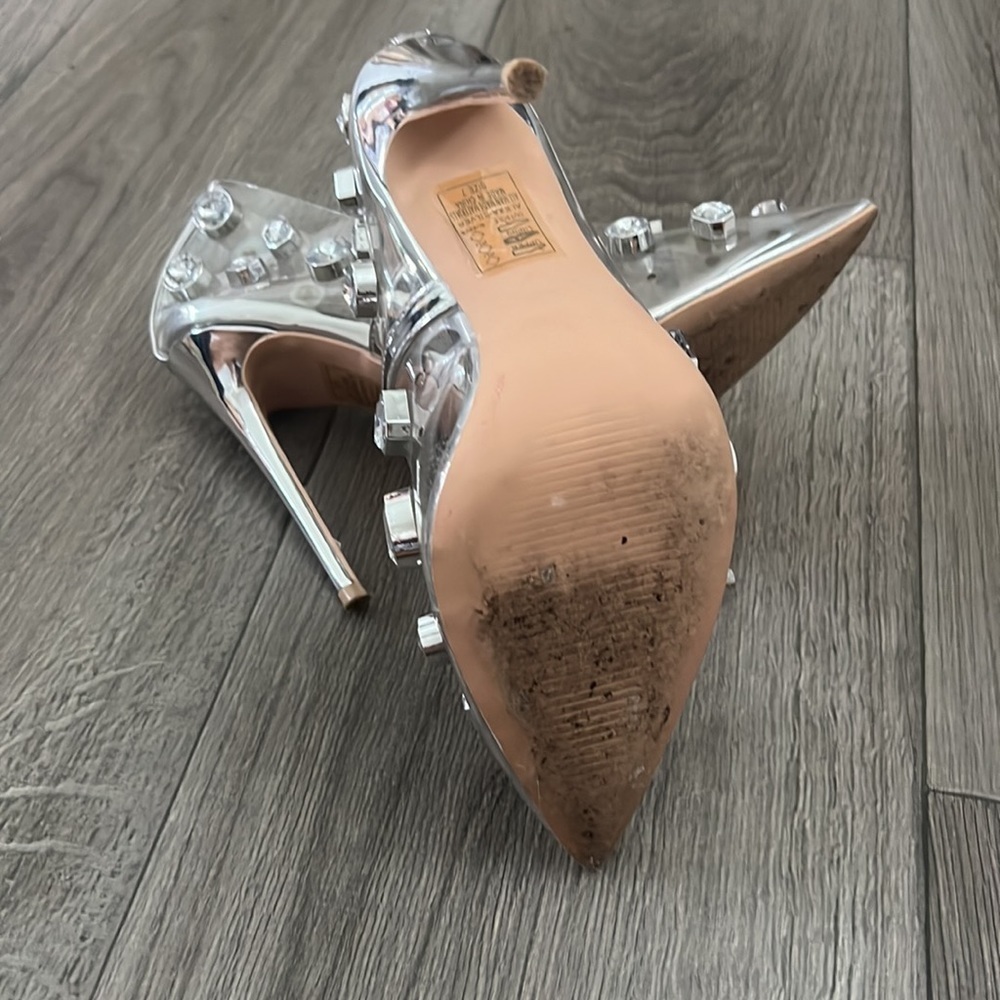 Azalea Wang Rhinestone Transparent Pointed Toes High-Heels, size 7 - Picture 5 of 5
